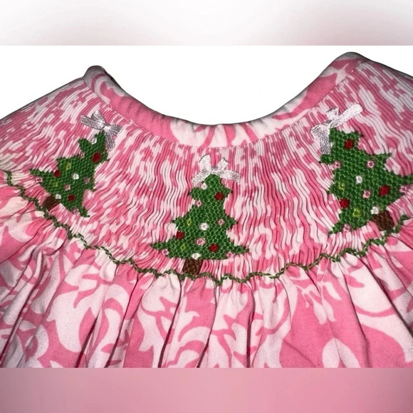 Southern Sunshine Christmas Tree Smocked Romper. Size 9m - Picture 5 of 9